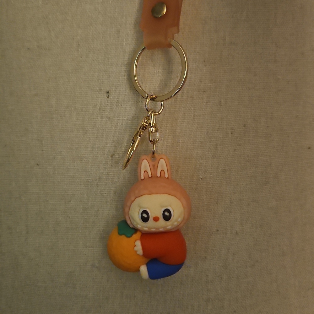Labubu Kids Keychain Trio - Pink, Brown, Multicolor - Picture 2 of 4